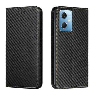 For Xiaomi Redmi Note 12 5G Global/Poco X5 Carbon Fiber Texture Magnetic Flip Leather Phone Case(Black)