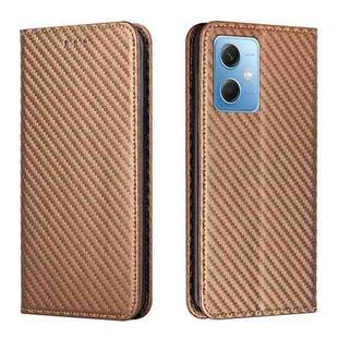 For Xiaomi Redmi Note 12 5G Global/Poco X5 Carbon Fiber Texture Magnetic Flip Leather Phone Case(Brown)