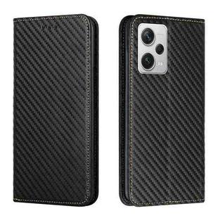 For Xiaomi Redmi Note 12 Pro 5G/Poco X5 Pro Carbon Fiber Texture Magnetic Flip Leather Phone Case(Black)