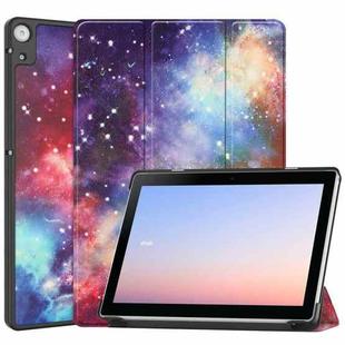 For Docomo dtab D-51C Custer Painted 3-Fold Holder Leather Tablet Case(Milky Way Nebula)