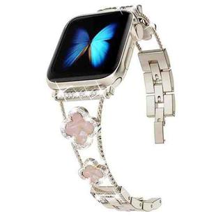 Four-leaf Clover Diamond Watch Band For Apple Watch Ultra 49mm&Watch Ultra 2 49mm / Series 9&8&7 45mm / SE 3&SE 2&6&SE&5&4 44mm / 3&2&1 42mm(Starlight Colorful Shell)