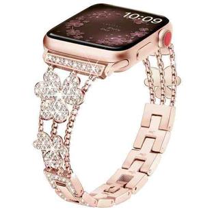 3-Leaf Clover Diamond Watch Band For Apple Watch Ultra 49mm / Series 8&7 45mm / SE 2&6&SE&5&4 44mm / 3&2&1 42mm(Rose Gold)