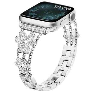 3-Leaf Clover Diamond Watch Band For Apple Watch Series 8&7 41mm / SE 2&6&SE&5&4 40mm / 3&2&1 38mm(Silver)