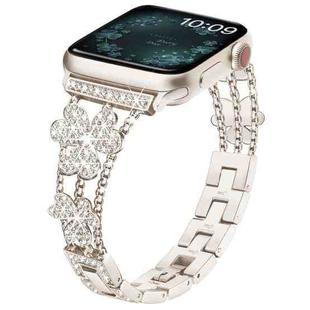 3-Leaf Clover Diamond Watch Band For Apple Watch Series 8&7 41mm / SE 2&6&SE&5&4 40mm / 3&2&1 38mm(Starlight)