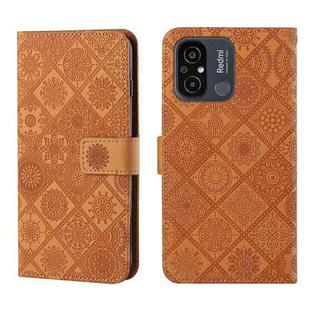 For Xiaomi Redmi 12C Ethnic Style Embossed Pattern Leather Phone Case(Brown)