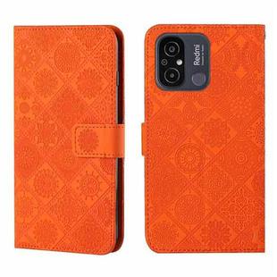 For Xiaomi Redmi 12C Ethnic Style Embossed Pattern Leather Phone Case(Orange)