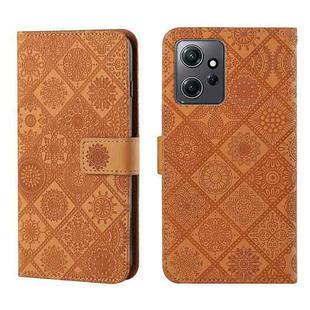 For Xiaomi Redmi Note 12 4G Global Ethnic Style Embossed Pattern Leather Phone Case(Brown)