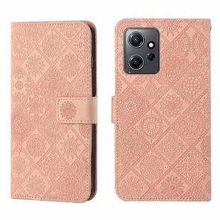 For Xiaomi Redmi Note 12 4G Global Ethnic Style Embossed Pattern Leather Phone Case(Pink)