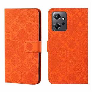 For Xiaomi Redmi Note 12 4G Global Ethnic Style Embossed Pattern Leather Phone Case(Orange)