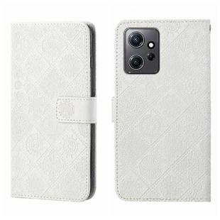 For Xiaomi Redmi Note 12 4G Global Ethnic Style Embossed Pattern Leather Phone Case(White)