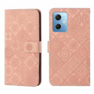 For Xiaomi Redmi Note 12 5G Global/Poco X5 Ethnic Style Embossed Pattern Leather Phone Case(Pink)