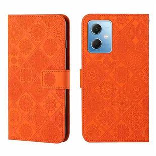 For Xiaomi Redmi Note 12 5G Global/Poco X5 Ethnic Style Embossed Pattern Leather Phone Case(Orange)