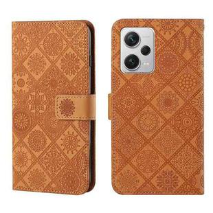 For Xiaomi Redmi Note 12 Pro 5G/Poco X5 Pro Ethnic Style Embossed Pattern Leather Phone Case(Brown)
