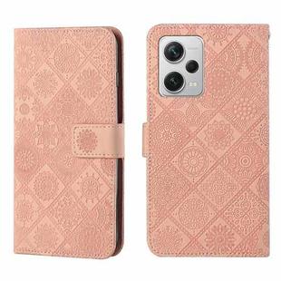 For Xiaomi Redmi Note 12 Pro 5G/Poco X5 Pro Ethnic Style Embossed Pattern Leather Phone Case(Pink)