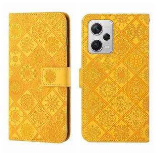 For Xiaomi Redmi Note 12 Pro 5G/Poco X5 Pro Ethnic Style Embossed Pattern Leather Phone Case(Yellow)