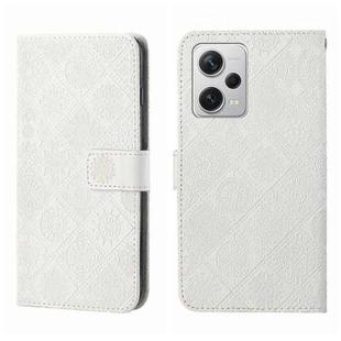 For Xiaomi Redmi Note 12 Pro 5G/Poco X5 Pro Ethnic Style Embossed Pattern Leather Phone Case(White)