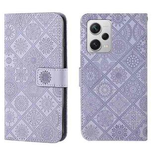 For Xiaomi Redmi Note 12 Pro 5G/Poco X5 Pro Ethnic Style Embossed Pattern Leather Phone Case(Purple)