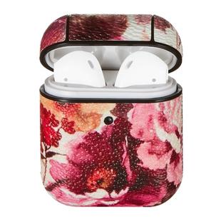 For Airpods 1 / 2 Flower Pattern TPU Earphone Protective Case with Hook(Maple Leaf)