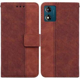 For Motorola Moto E13 Geometric Embossed Leather Phone Case(Brown)