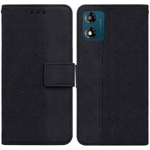 For Motorola Moto E13 Geometric Embossed Leather Phone Case(Black)