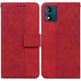 For Motorola Moto E13 Geometric Embossed Leather Phone Case(Red)