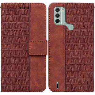 For Nokia C31 Geometric Embossed Leather Phone Case(Brown)