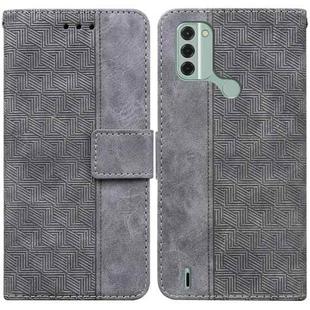 For Nokia C31 Geometric Embossed Leather Phone Case(Grey)
