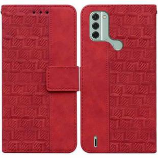 For Nokia C31 Geometric Embossed Leather Phone Case(Red)