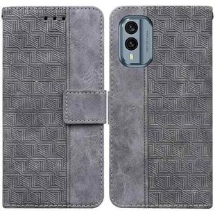 For Nokia X30 Geometric Embossed Leather Phone Case(Grey)