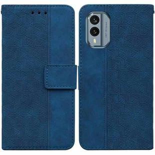 For Nokia X30 Geometric Embossed Leather Phone Case(Blue)