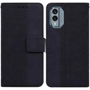 For Nokia X30 Geometric Embossed Leather Phone Case(Black)