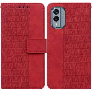 For Nokia X30 Geometric Embossed Leather Phone Case(Red)