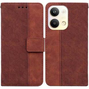 For OPPO Reno9 Pro Geometric Embossed Leather Phone Case(Brown)
