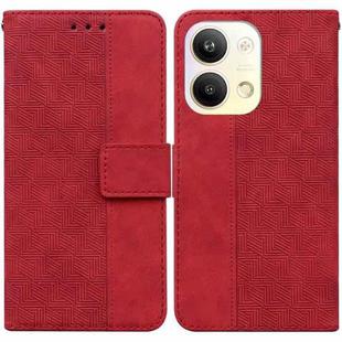 For OPPO Reno9 Pro Geometric Embossed Leather Phone Case(Red)