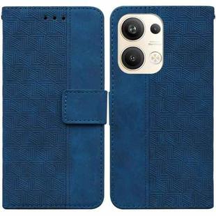 For OPPO Reno9 Pro+ Geometric Embossed Leather Phone Case(Blue)