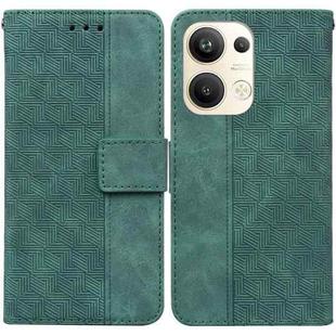 For OPPO Reno9 Pro+ Geometric Embossed Leather Phone Case(Green)