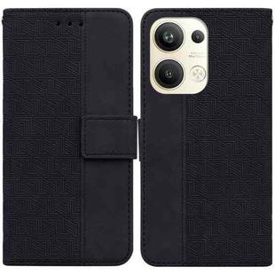 For OPPO Reno9 Pro+ Geometric Embossed Leather Phone Case(Black)