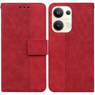 For OPPO Reno9 Pro+ Geometric Embossed Leather Phone Case(Red)