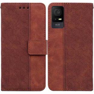 For TCL 408 Geometric Embossed Leather Phone Case(Brown)