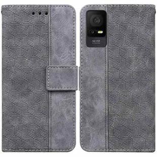 For TCL 408 Geometric Embossed Leather Phone Case(Grey)