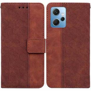 For Xiaomi Redmi Note 12 4G Global Geometric Embossed Leather Phone Case(Brown)