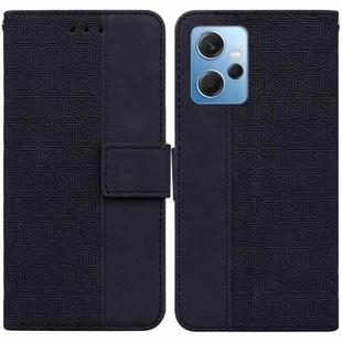 For Xiaomi Redmi Note 12 4G Global Geometric Embossed Leather Phone Case(Black)
