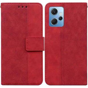 For Xiaomi Redmi Note 12 4G Global Geometric Embossed Leather Phone Case(Red)