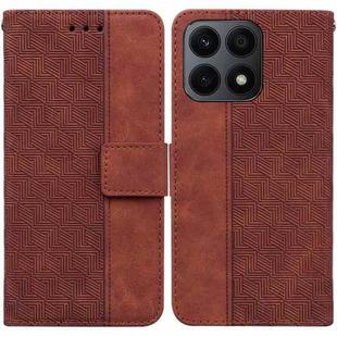 For Honor X8a Geometric Embossed Leather Phone Case(Brown)