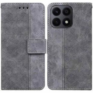 For Honor X8a Geometric Embossed Leather Phone Case(Grey)