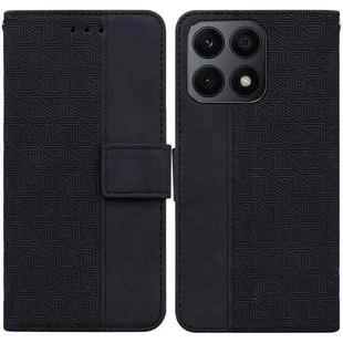 For Honor X8a Geometric Embossed Leather Phone Case(Black)