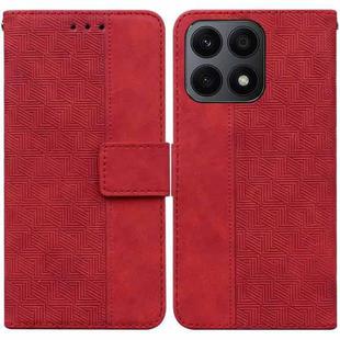 For Honor X8a Geometric Embossed Leather Phone Case(Red)