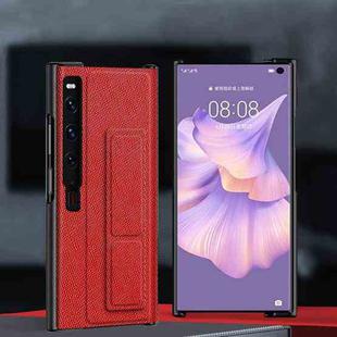 For Huawei Mate Xs 2 Electroplated Cross Pattern Leather All-inclusive Phone Case with Stand(Charm Red Black)