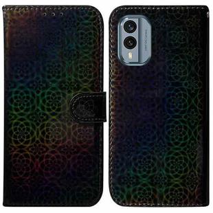 For Nokia X30 Colorful Magnetic Buckle Leather Phone Case(Black)