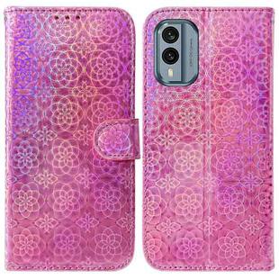 For Nokia X30 Colorful Magnetic Buckle Leather Phone Case(Pink)